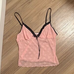 Vintage Victoria Secret Lace Pink Trim Cami Top